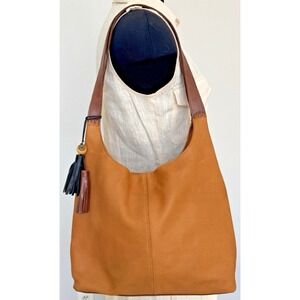 The Sak Women's Huntley Leather Hobo‎ Bag Metro Sling Pebbled Tan with Tassel